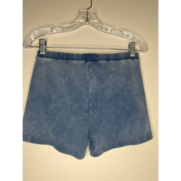 ZARA Blue Denim Rhinestone Embellished Ribbed Crop Top & Shorts Set L - Picture 6 of 9